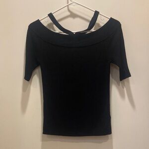 Black Off-Shoulder Knit Top